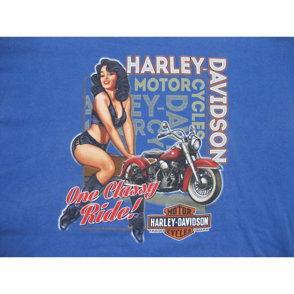 Harley-Davidson Motorcycles T Shirt Men's (XL) One Classy Ride Pinup Biker Ohio - Picture 4 of 15